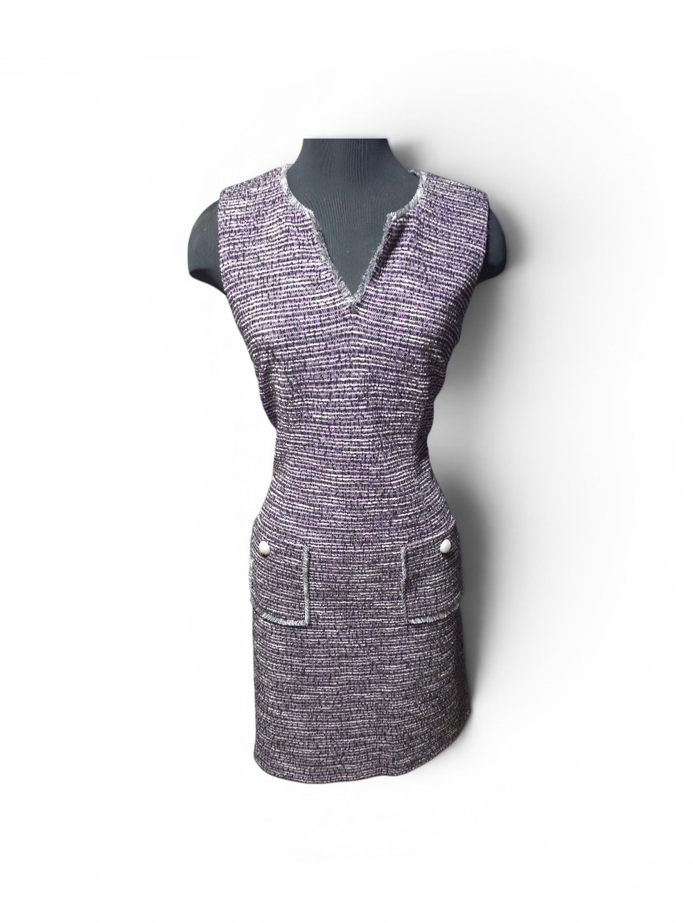 Karl Lagerfeld Lavender Tweed Sheath Dress Size 12 Like New